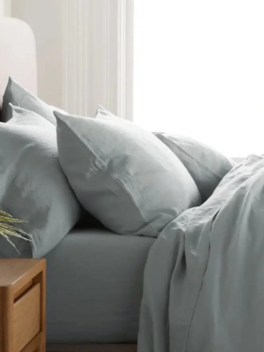 Quince European Linen Sham Set, King (Mist)